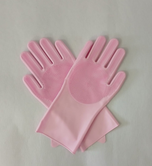 Перчатки хозяйственные силиконовые с ворсинками