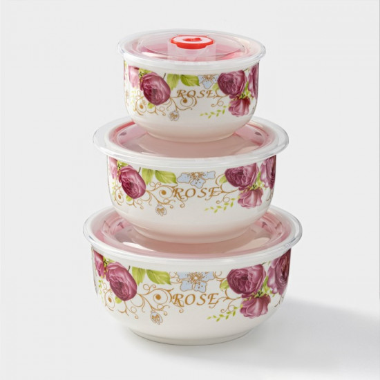 Набор салатников керамических с крышками «Розалинда»