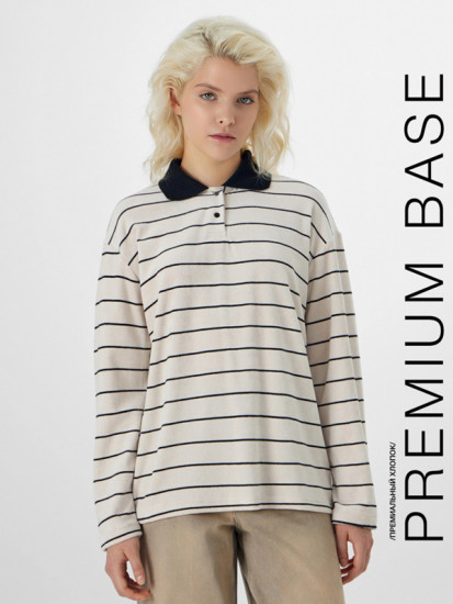 Лонгслив-поло женский