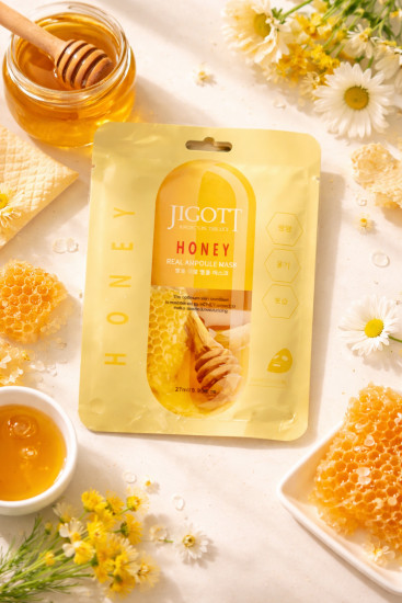 Тканевая маска для лица с экстрактом мёда «Honey Real Ampoule Mask»