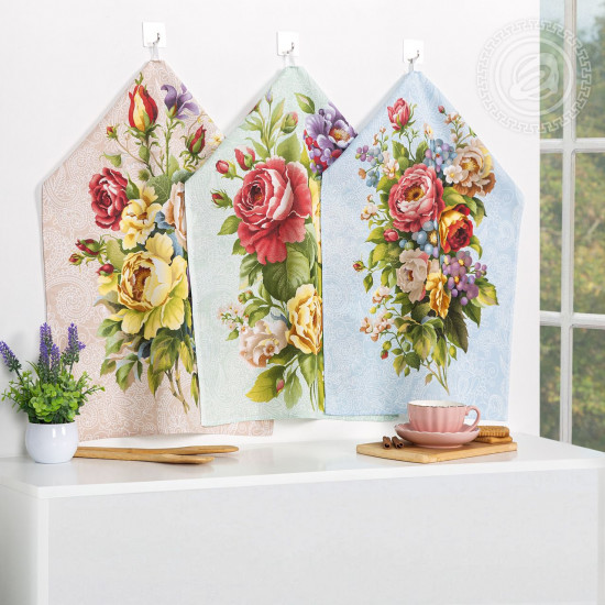 Набор полотенец из рогожки «Пионы»