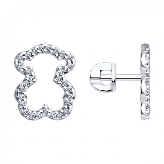 Серьги из серебра с фианитами