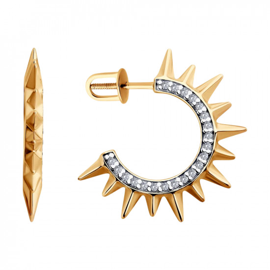 Серьги из золочёного серебра с фианитами