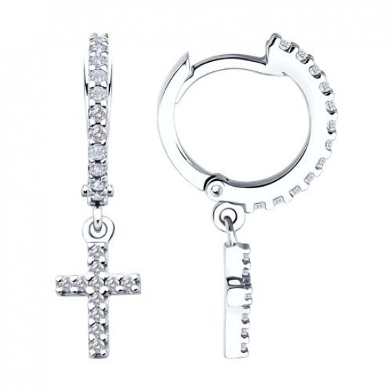 Серьги из серебра с фианитами