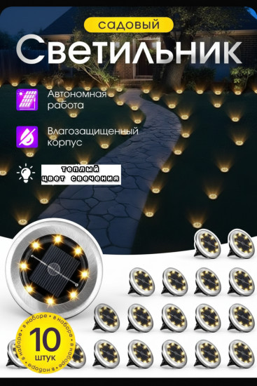 набор садовых светильников на солнечной батарее