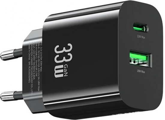 СЗУ USAMS CC317 T65 CC317TC01 33W PD USB+Type-C порты