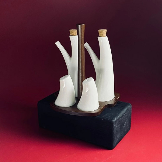 Набор солонок и бутылок для масла и уксуса на подставке «Tropical»