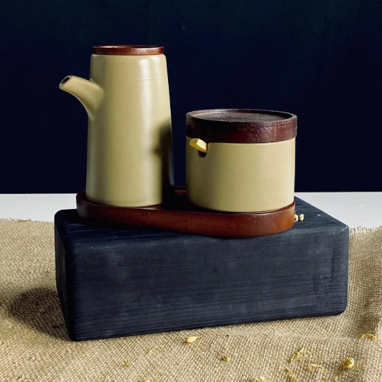 Набор для специй с ложкой и соусник на подставке