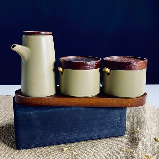 Набор для специй с ложкой и соусник на подставке