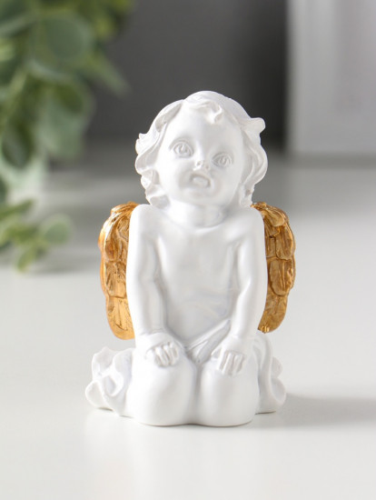 Фигурка «Белоснежный ангел с золотыми крыльями»