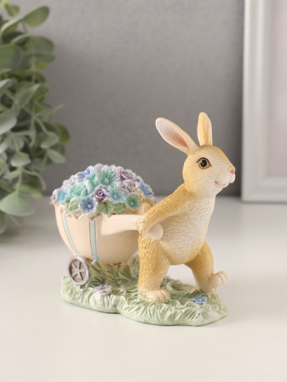 Фигурка «Зайчик с тележкой роз и незабудок»