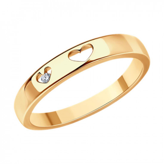 Кольцо помолвочное из золоченого серебра с фианитом