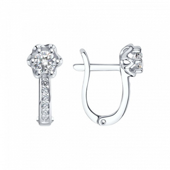 Серьги из серебра с фианитами