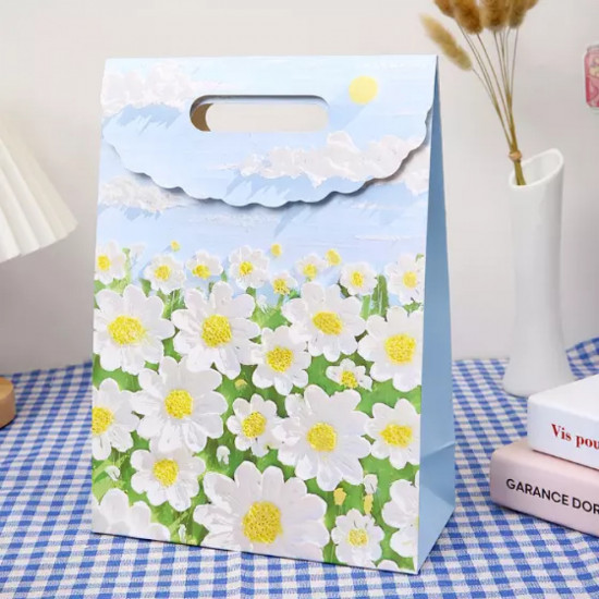 Подарочный картонный пакет с 3D-эффектом «Ромашки»