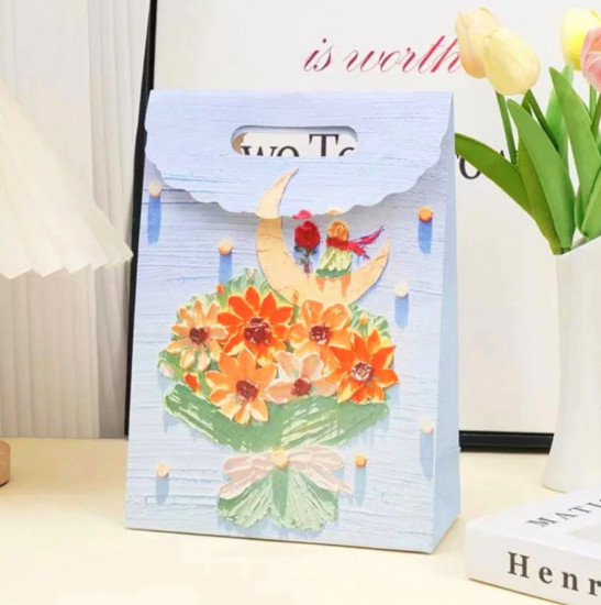 Подарочный картонный пакет с 3D-эффектом «Букет»