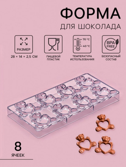 Форма конфет и шоколада «Влюблённые мишки»