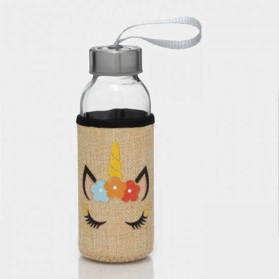Бутылка для воды стеклянная в чехле «Единорожек»