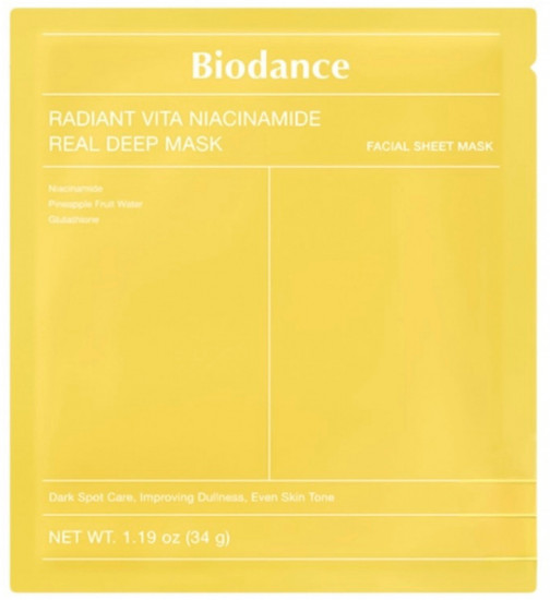 Гидрогелевая маска с ниацинамидом для сияния кожи «Biodance Radiant Vita Niacinamide Real Deep Mask»