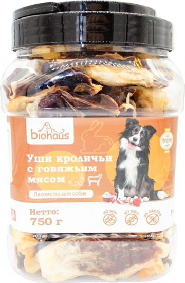 Лакомство для собак «Уши кроличьи с говяжьим мясом»