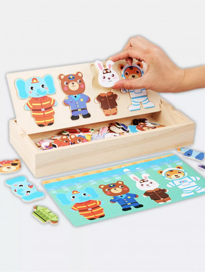 Деревянный пазл «Одежда животных»