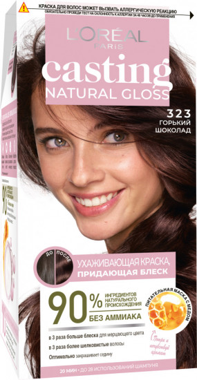 Краска для волос без аммиака «Casting Natural Gloss», оттенок 323 Горький шоколад