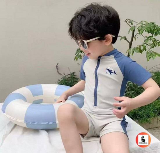 Детский купальник для мальчиков с короткими рукавами солнцезащитный быстросохнущий