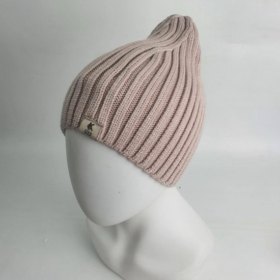 Шапка-кулёк с нашивкой. Одинарная вязка, без подклада «Эверест»