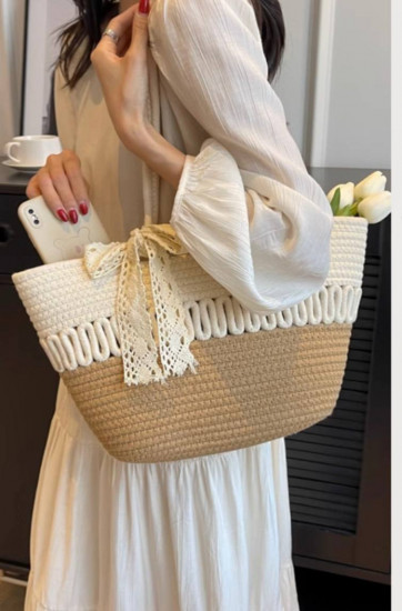Сумка пляжная плетеная женская