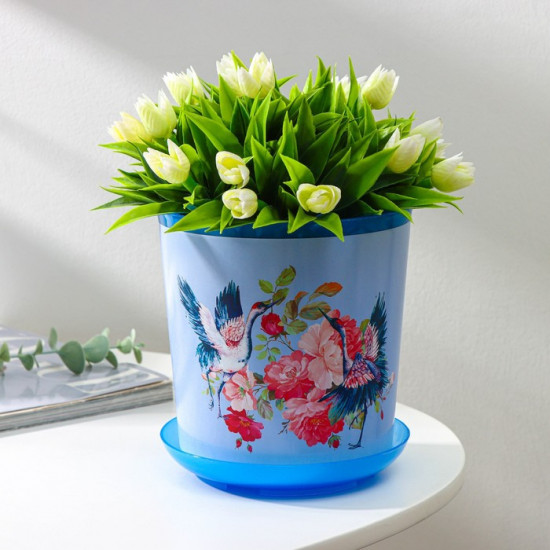 Горшок для цветов с поддоном «Танец журавлей»