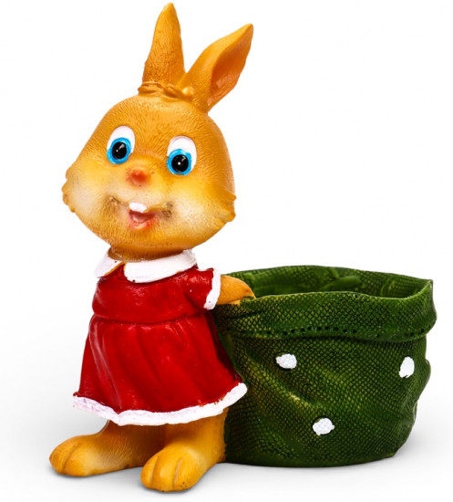 Фигурное кашпо «Зайка с мешком»