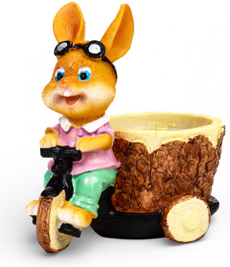 Фигурное кашпо «Заяц на велосипеде»
