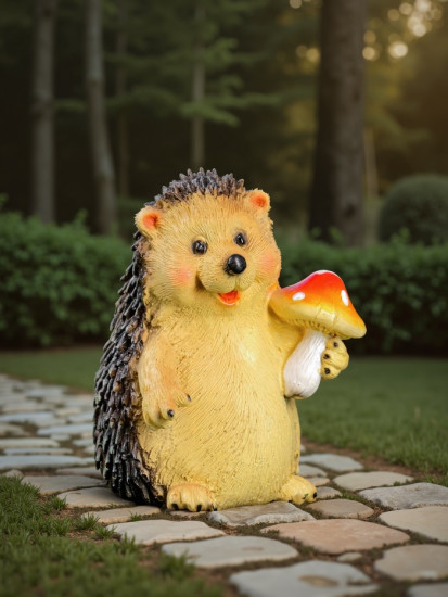 Садовая фигура из полистоуна «Ежик с мухомором»