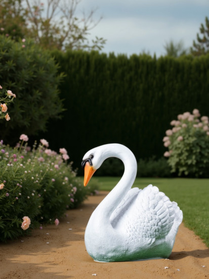 Садовая фигура из полистоуна «Лебедь»