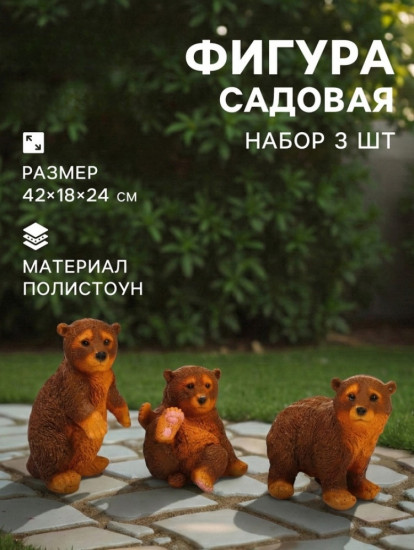 Набор фигурок садовых «Мишки бурые»