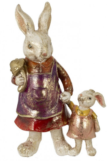 Фигурка декоративная «Зайчиха с зайчонком» 