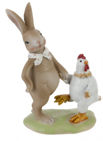 Фигурка декоративная «Заяц с курицей» 