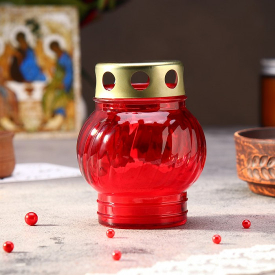 Свеча парафиновая в стеклянном подсвечнике «Лампада»