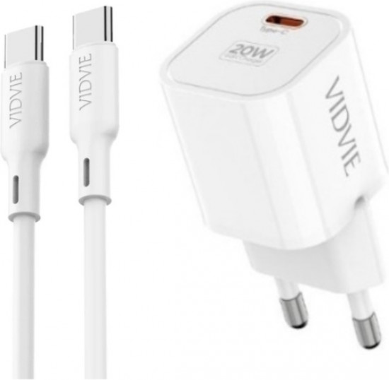 Комплект СЗУ Vidvie PLE253TT 20W Type-C порт с кабелем Type-C-Type-C