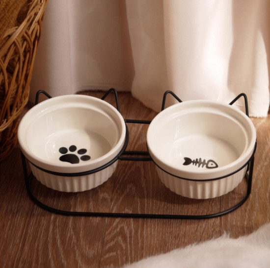 Двойная миска на подставке