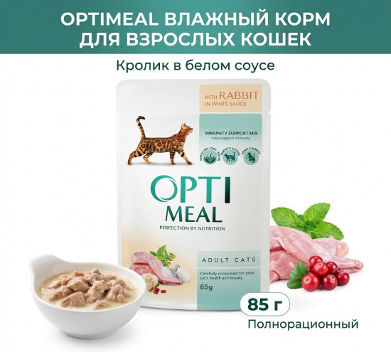 Влажный корм для взрослых кошек со вкусом кролика в белом соусе