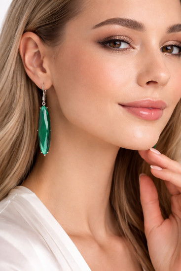 Серьги с зеленым кварцем