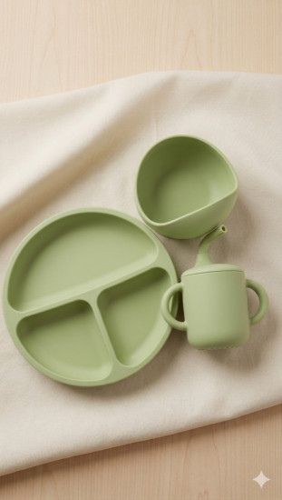 Набор детской силиконовой посуды для первого прикорма