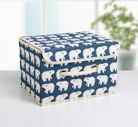 Короб стеллажный для хранения с крышкой «Северные мишки»