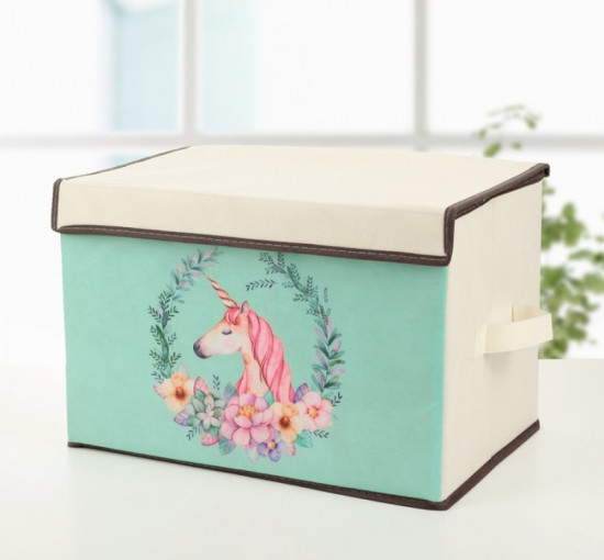 Короб стеллажный для хранения с крышкой «Единорог»