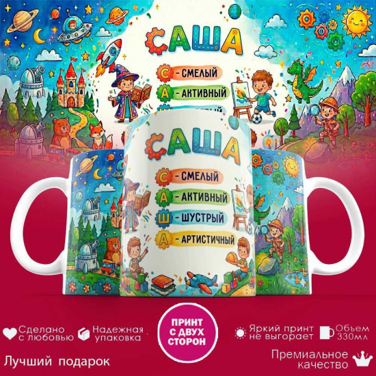 Кружка с принтом «Коля - расшифровка имени»