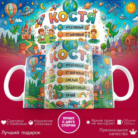 Кружка с принтом «Макс - расшифровка имени»