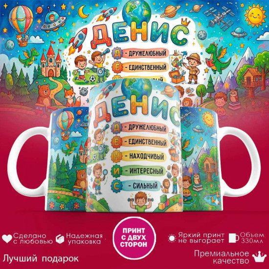 Кружка с принтом «Никита - расшифровка имени»