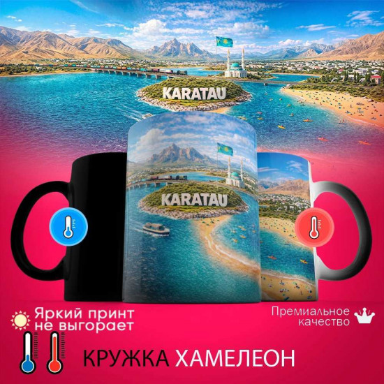 Кружка хамелеон с принтом «Каратау»