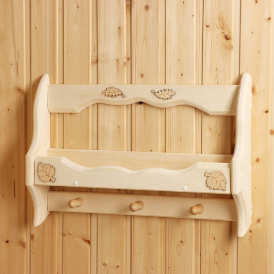 Полка-вешалка для бани и сауны «Волна»