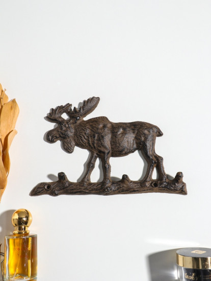 Крючки декоративные «Лось на бревне»